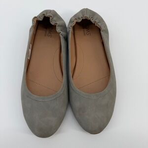 TOMS Jutti Neat Gray Suede Pointed Toe Ballet Flats Women 9 Elastic Heel Slip On